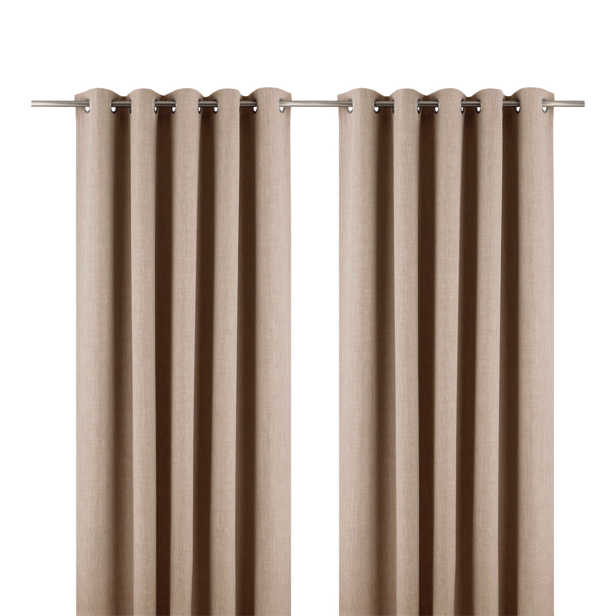 Novan Natural Plain Blackout Eyelet Curtains (W)167cm (L)183cm, Pair ...