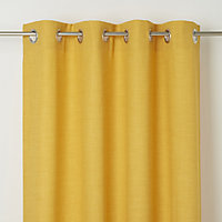 Novan Yellow Plain Blackout Eyelet Curtain (W)117cm (L)137cm, Single