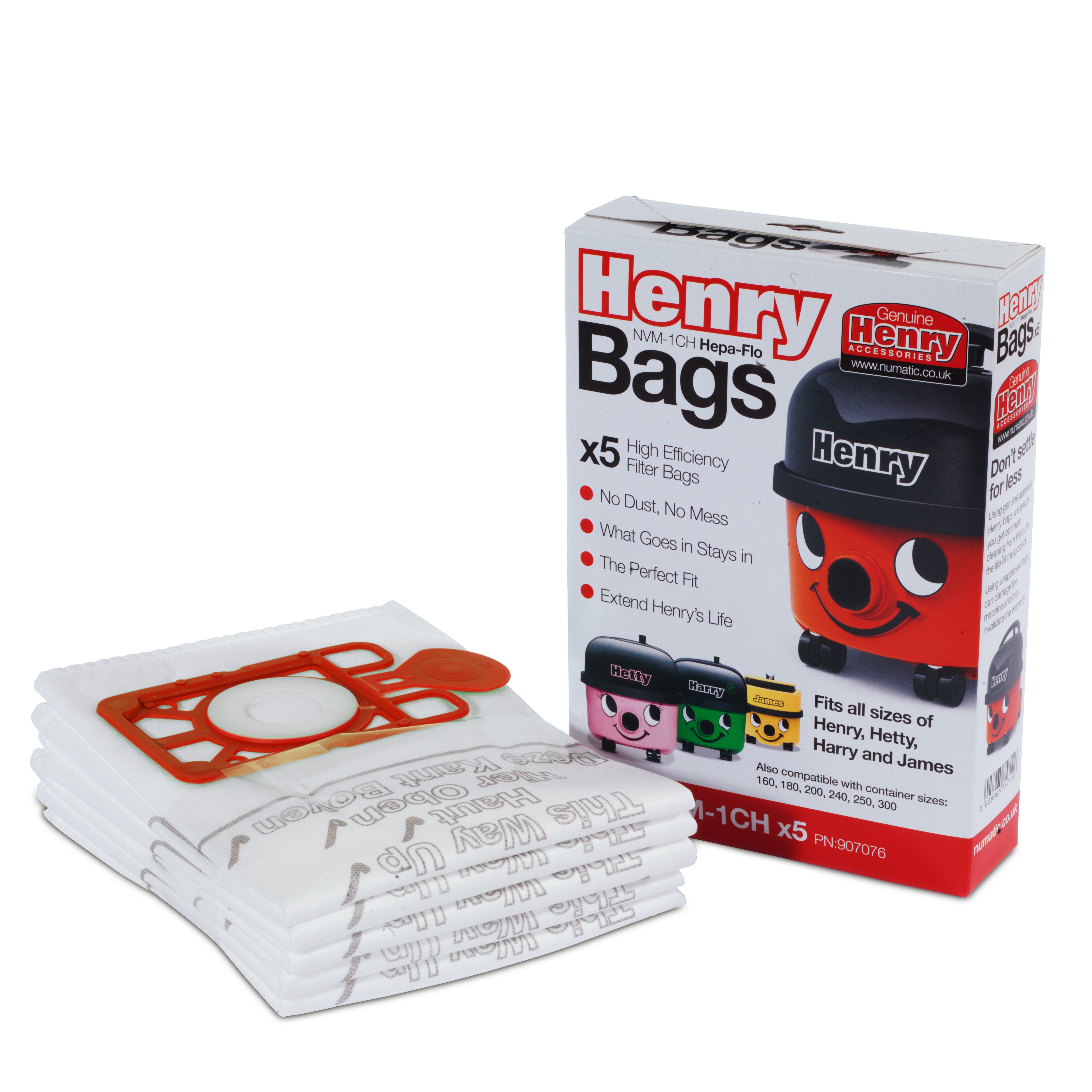 Numatic Henry NVM1CH Disposable 9L Vacuum bag, Pack of 5 DIY at B&Q