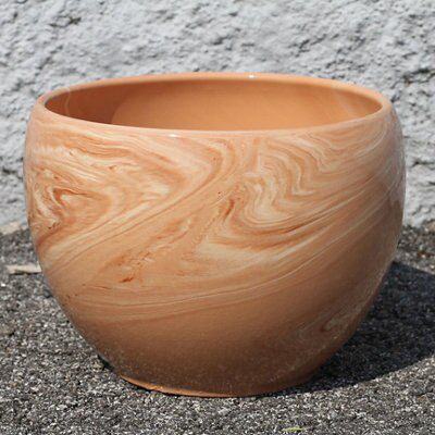 Nurgul Brown Marble effect Ceramic Plant pot (Dia)40cm