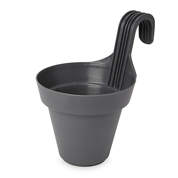 Image: https://media.diy.com/is/image/Kingfisher/nurgul-dark-grey-plastic-round-hanging-pot-dia-20cm~3663602899693_01bq?$MOB_PREV$&$width=618&$height=618 Nurgul Dark grey Plastic Round Hanging pot Dia20cm DIY at BQ