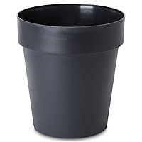 Nurgul Dark grey Plastic Round Plant pot (Dia)30cm