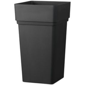 Nurgul Dark grey Plastic Square Plant pot (Dia)38cm