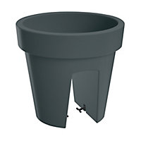 Nurgul Dark grey Polypropylene Round Railing plant pot (Dia)24.5cm