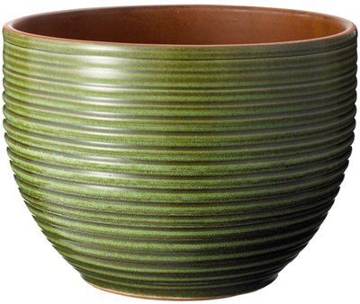 Nurgul Green Ribbed Ceramic Plant pot