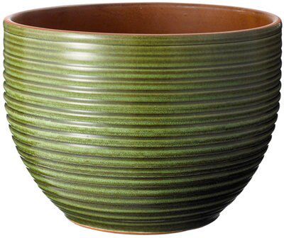 Nurgul Green Ribbed Ceramic Plant pot