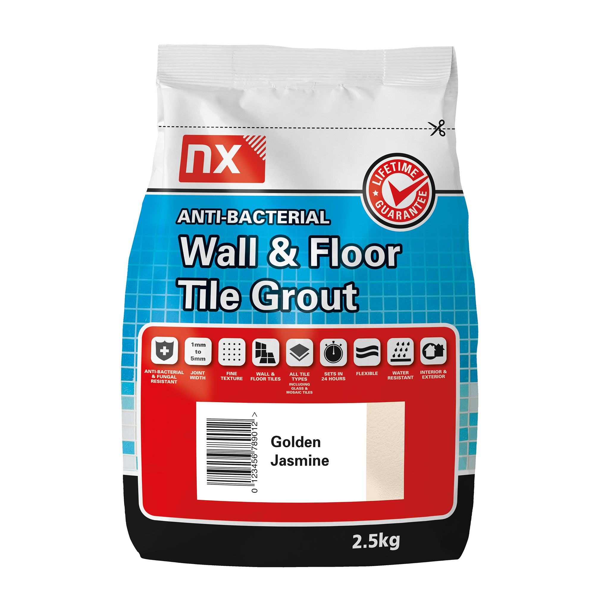 NX Antibacterial Fine textured Golden jasmine Tile Grout, 2.5kg DIY