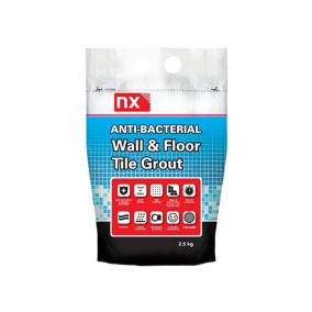 NX Anti-bacterial Fine textured Requires mixing before use Grey Tile Grout, 2.5kg