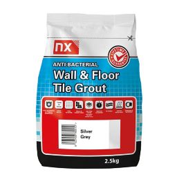 NX Anti-bacterial Fine textured Requires mixing before use Silver grey Tile Grout, 2.5kg