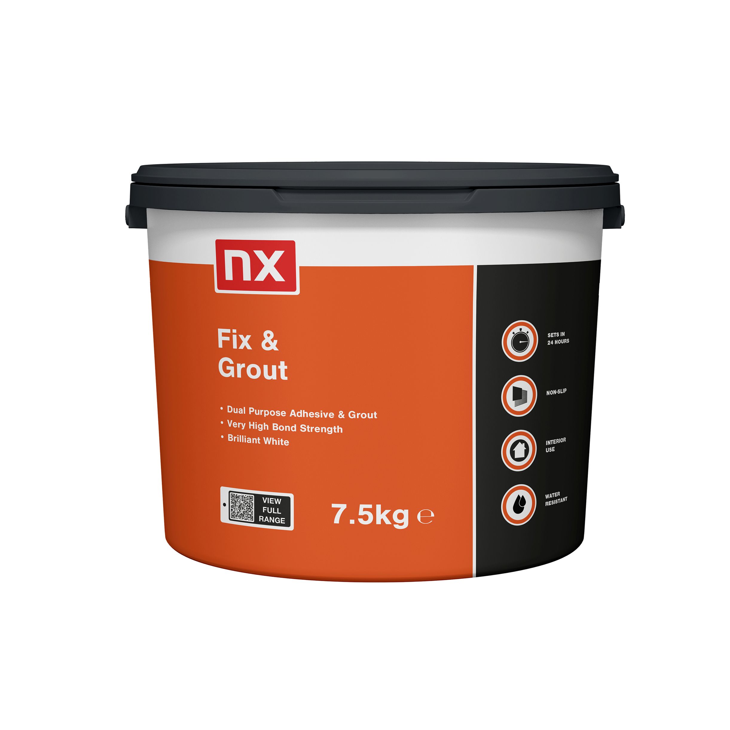 NX Dual Purpose Fix & Grout Ready mixed Brilliant white Wall tile Adhesive & grout, 7.5kg