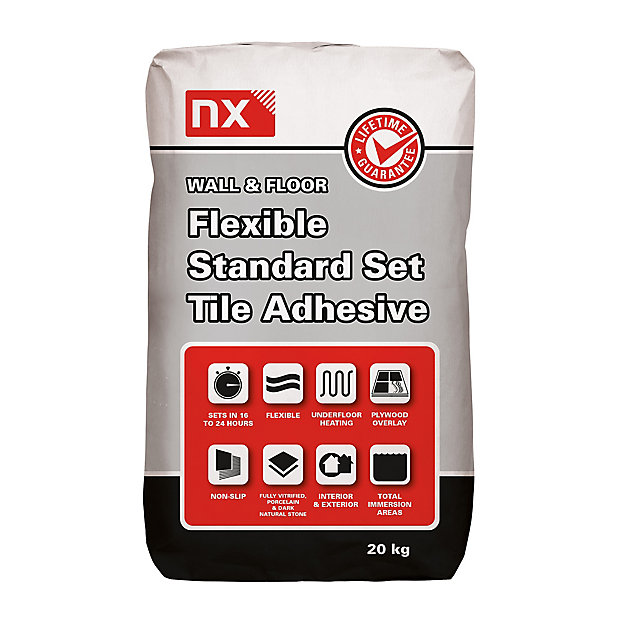 Nx Flexible Standard Set Grey Wall Floor Tile Adhesive 20kg Diy At B Q - Wickes Wall Floor Tile Grout Grey 5kg