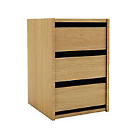 Oak effect 3 Drawer Chest of drawers (H)600mm (W)400mm (D)450mm