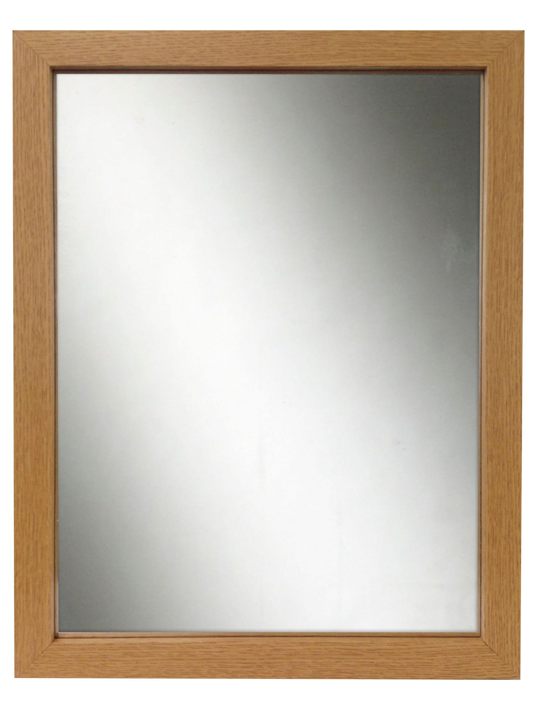 Oak effect Framed Rectangular Framed mirror (H)440mm (W) 340mm DIY at B&Q