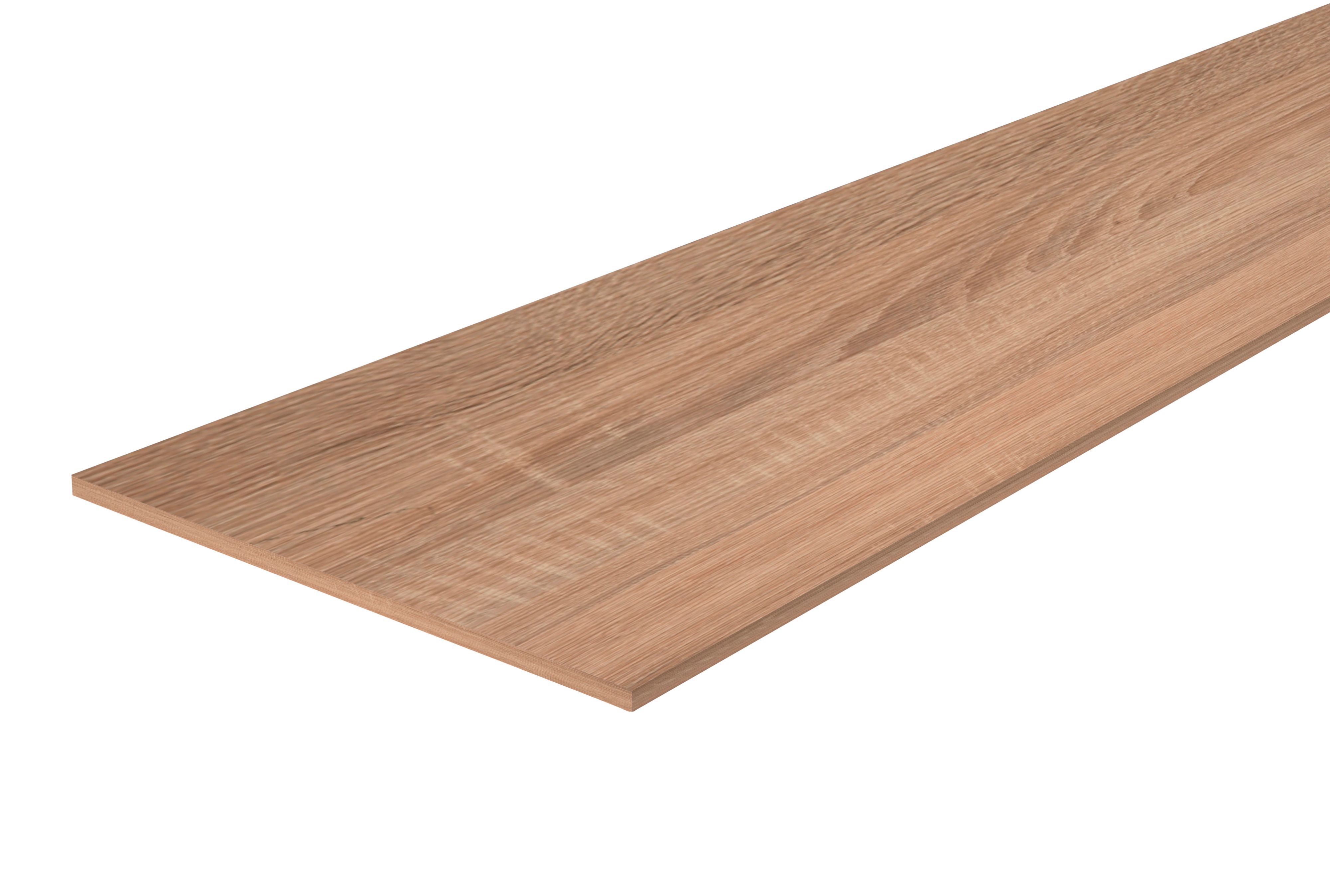 Oak effect Fully edged Chipboard Furniture board, (L)1.2m (W)300mm (T