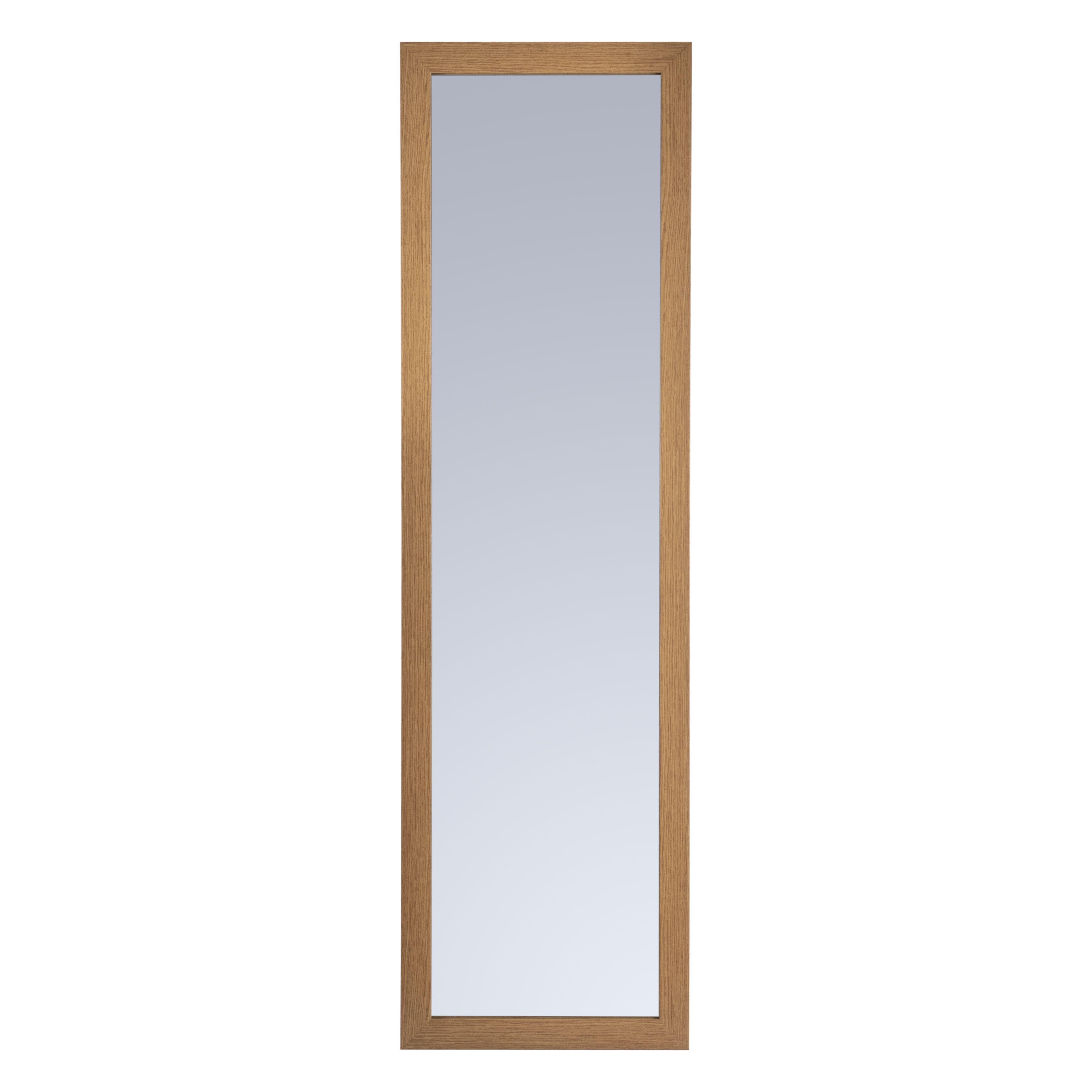 Oak effect Rectangular Overdoor mirror Framed Mirror (H)135cm (W)38.5cm