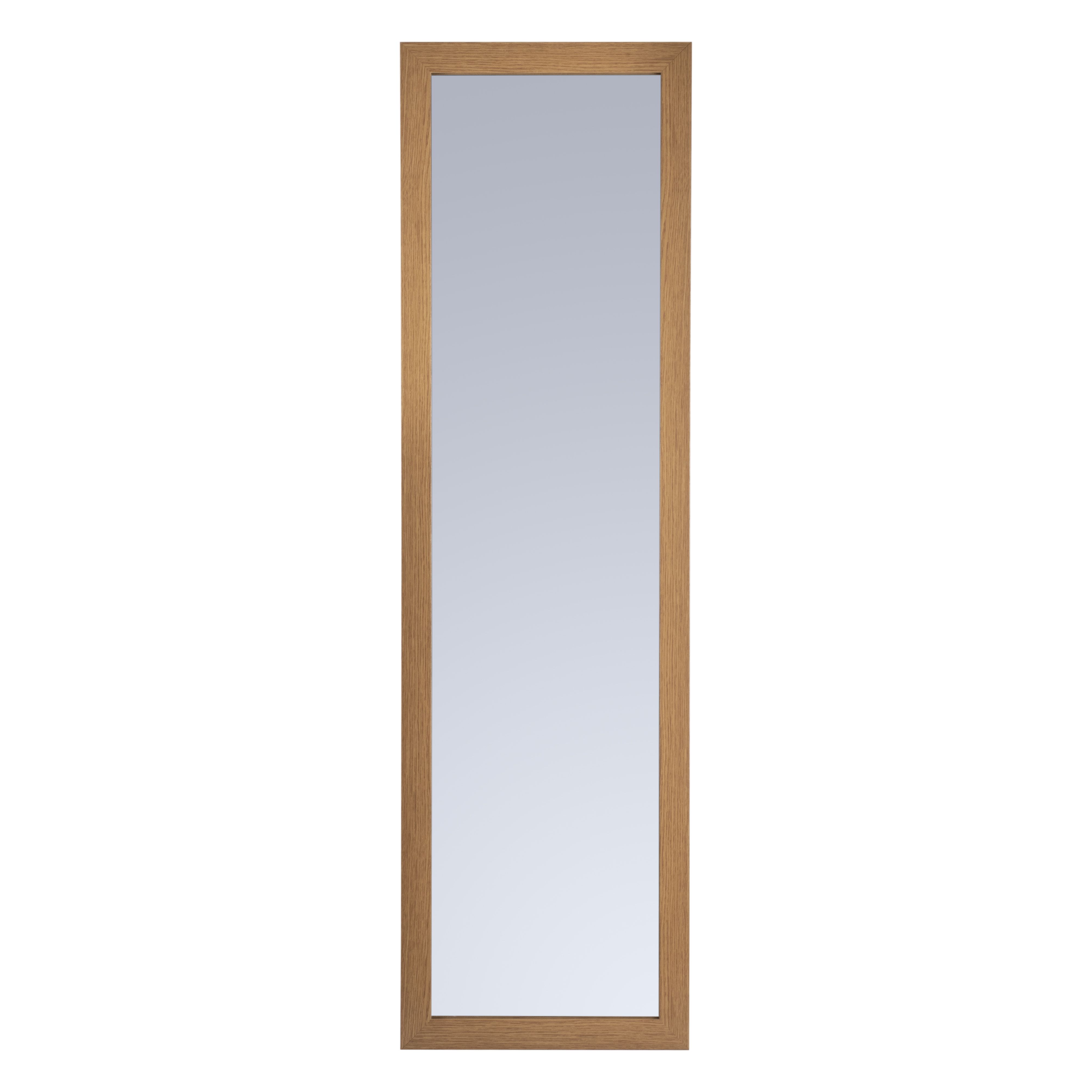 Oak effect Rectangular Overdoor mirror Framed Mirror (H)135cm (W)38.5cm