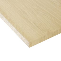 Oak effect Semi edged Furniture panel, (L)2.5m (W)600mm (T)18mm