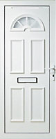 Obscure Glazed Sunrise White External Front door & frame, (H)2055mm (W)840mm