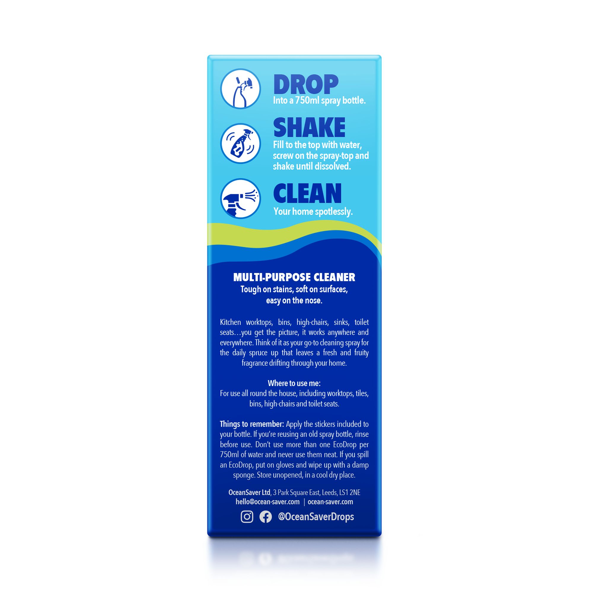 OceanSaver EcoDrops Concentrated Apple Breeze Multi-surface Cleaning spray, 750ml