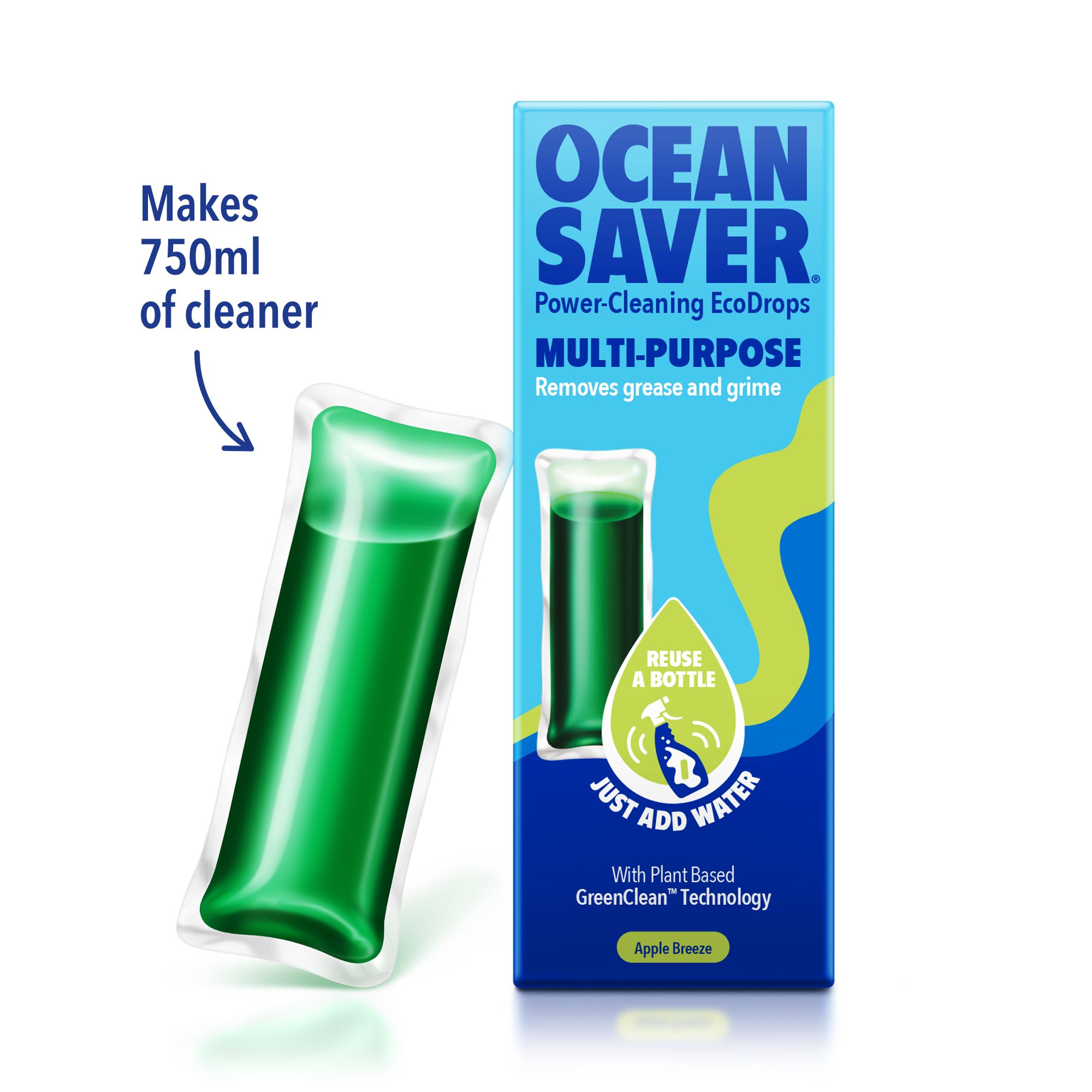 OceanSaver EcoDrops Concentrated Apple Breeze Multi-surface Cleaning spray, 750ml
