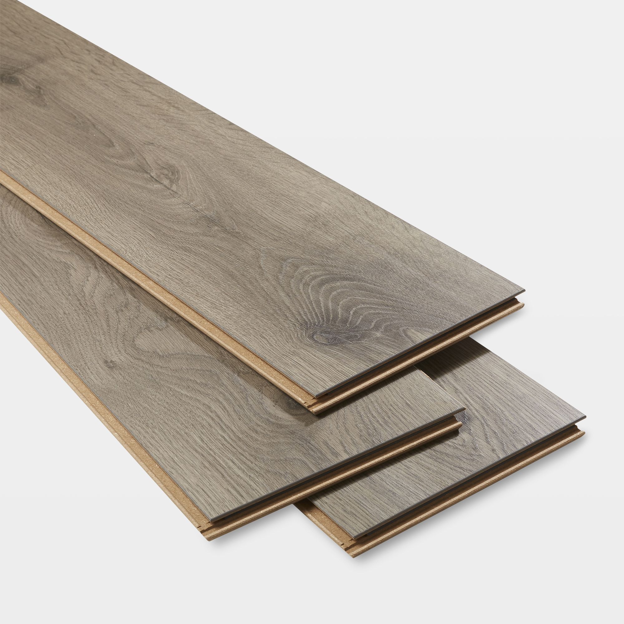 Oldbury Grey Gloss Oak effect Laminate Flooring Sample