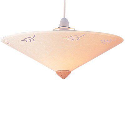 Olive Cream Leaf print Uplighter light shade (D)400mm | DIY at B&Q