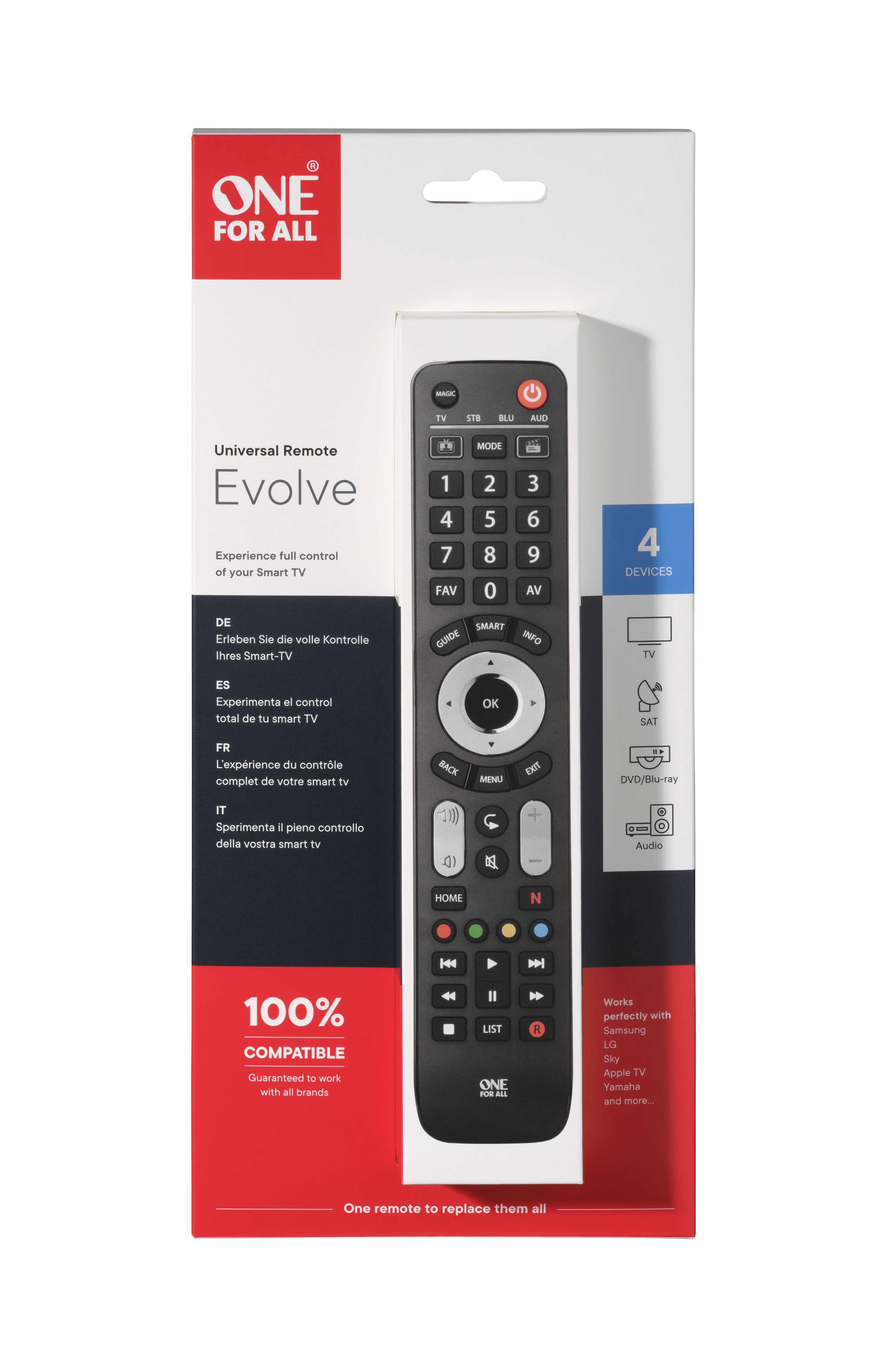One For All Evolve 4 Remote control with Batteries not included