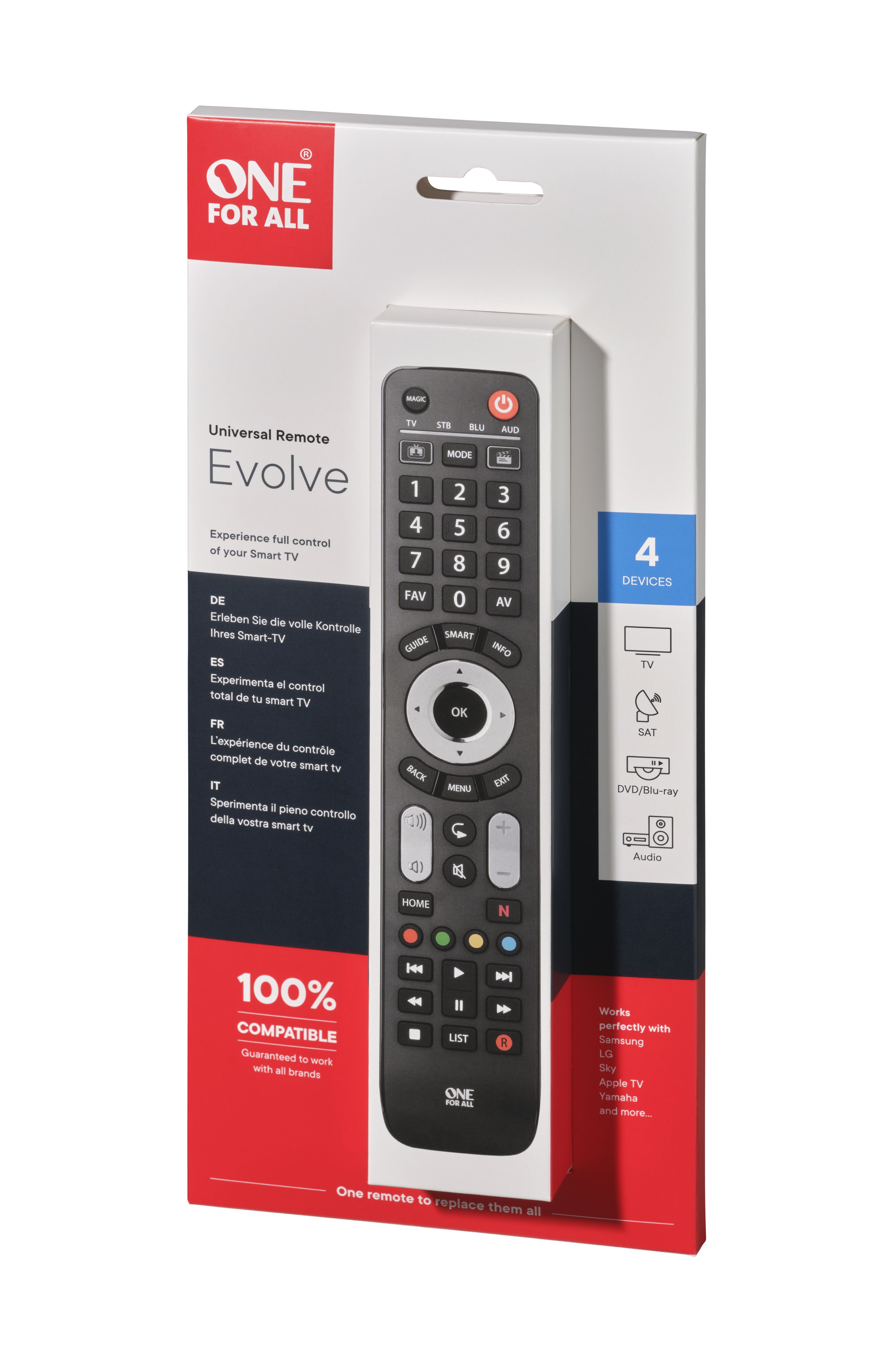 One For All Evolve 4 Remote control with Batteries not included