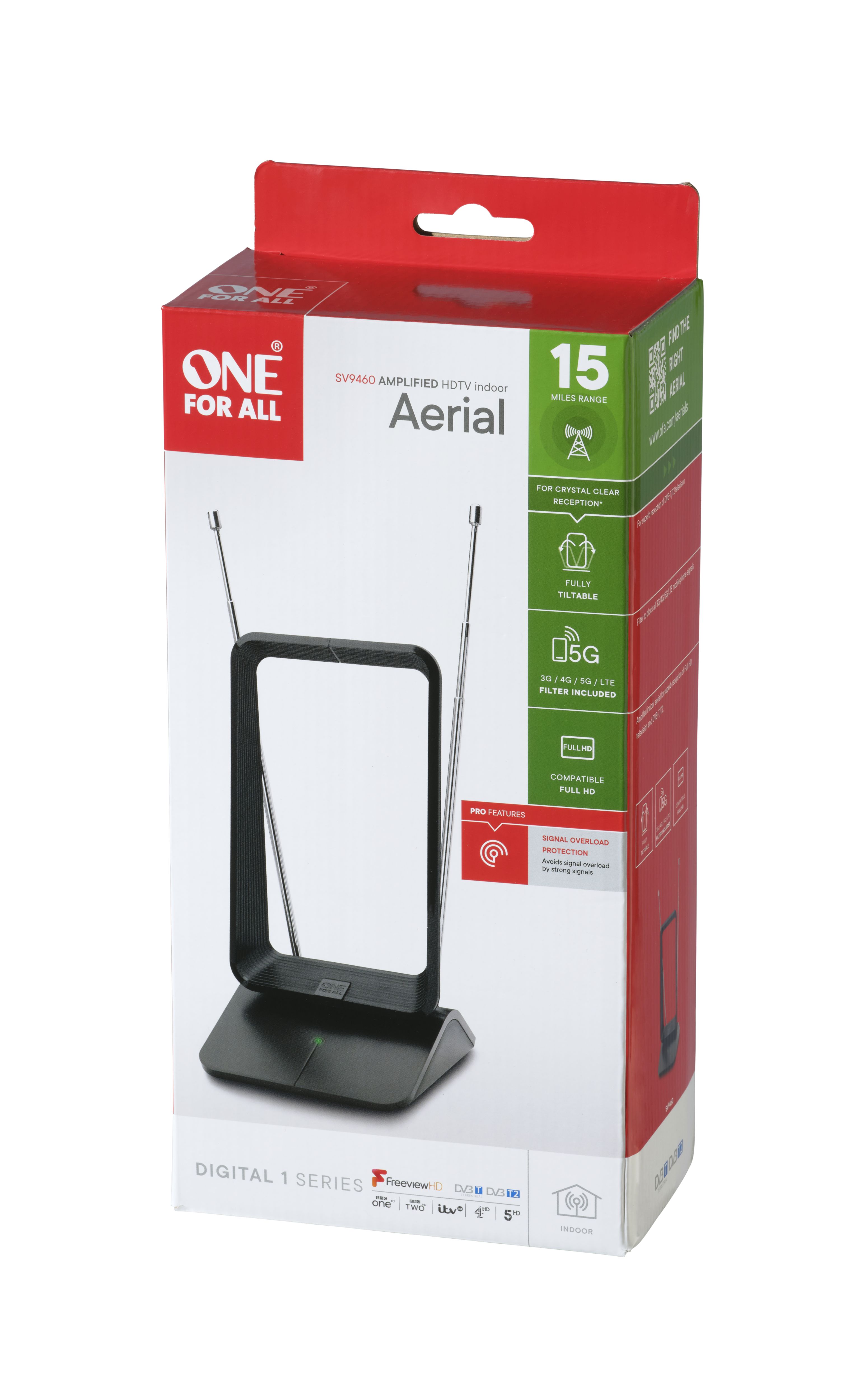 Antena TV Interior - SV9460 ONE FOR ALL, Negro