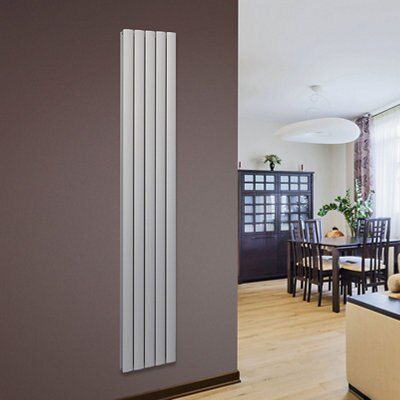 Opague Silver Vertical Radiator, (W)485mm x (H)2000mm