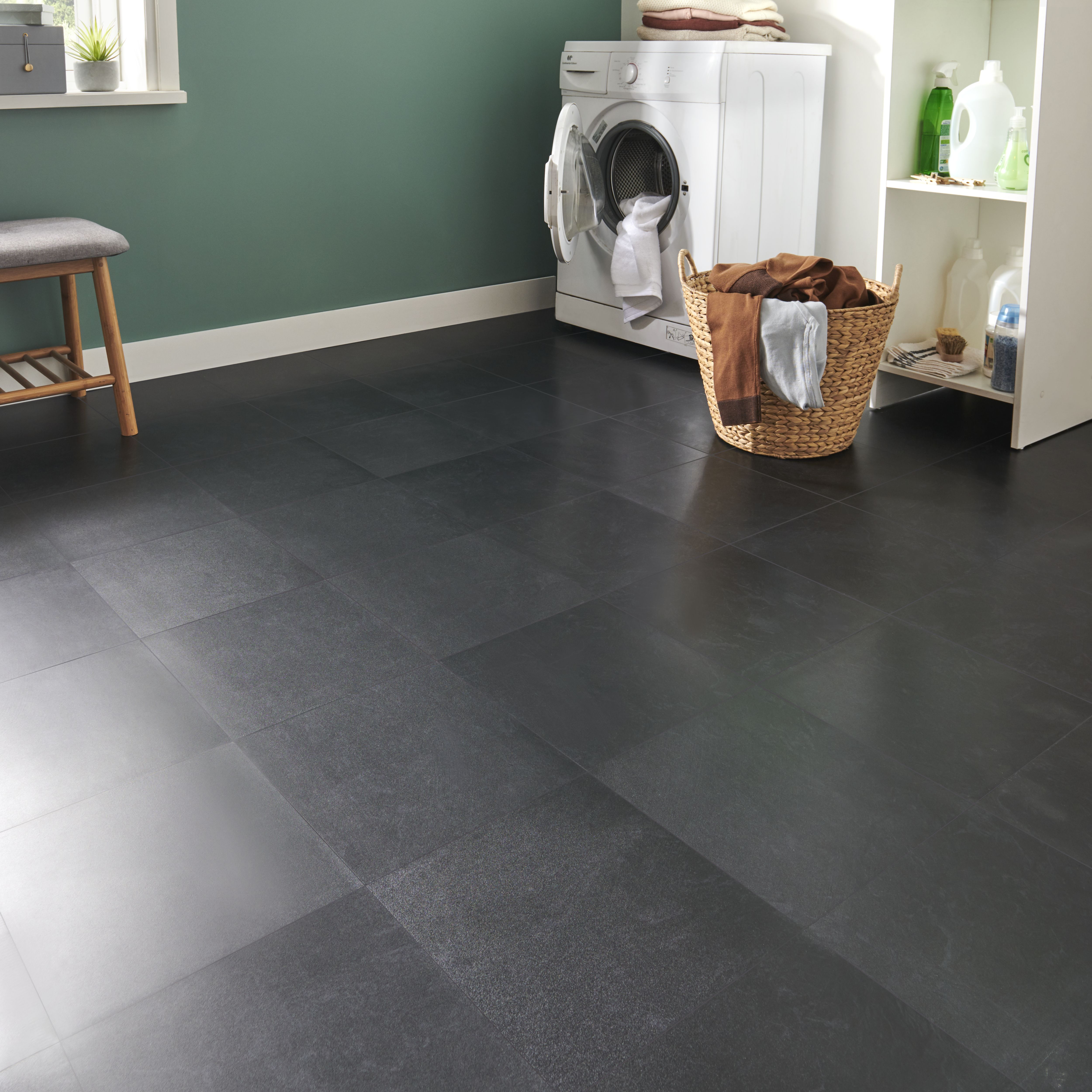 Floor tiles self adhesive Small Black Grey tile vinyl flooring kitchen