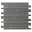 Opulence Smoke grey Frosted Matt Linear Glass Mosaic tile, (L)294mm (W)323mm