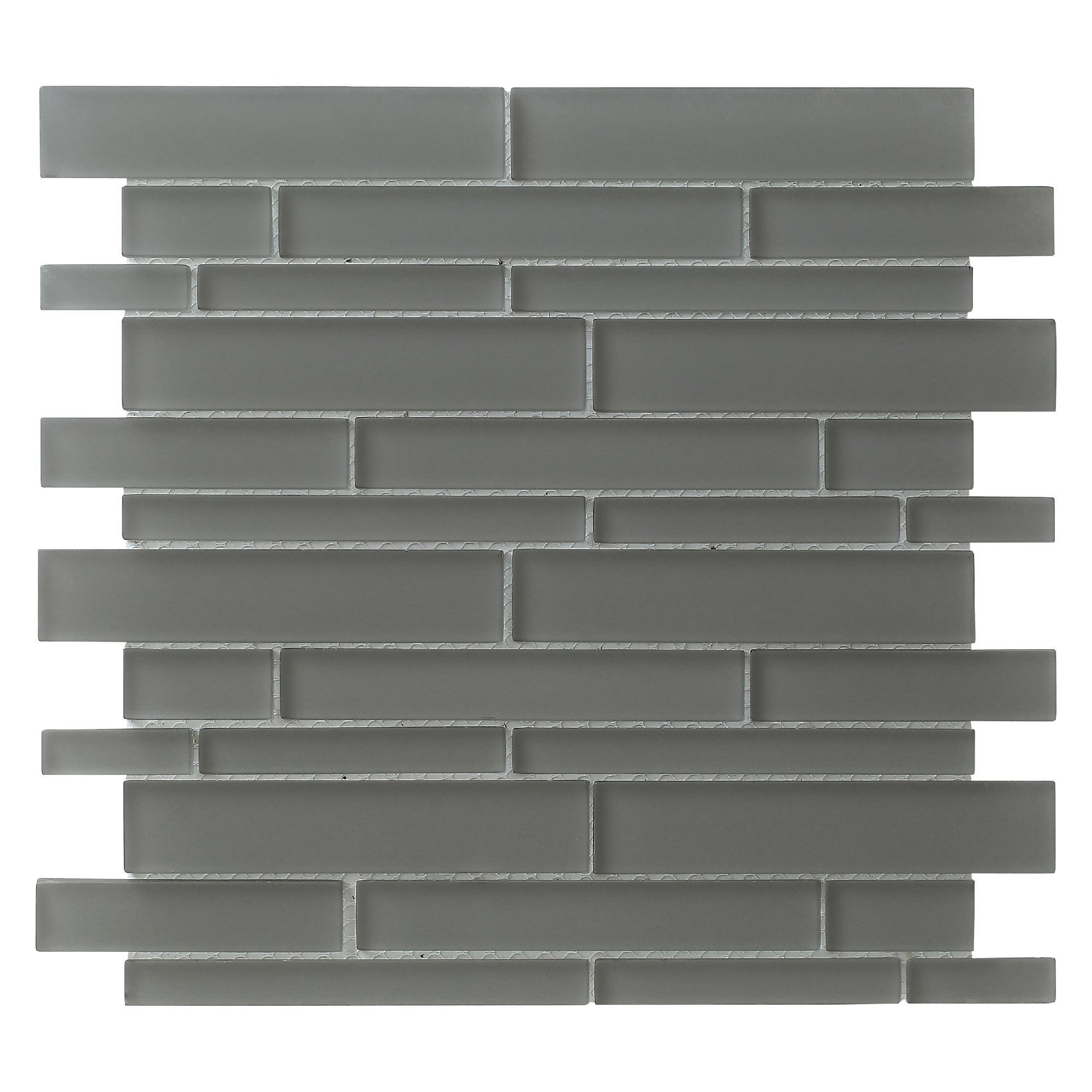 Opulence Smoke grey Frosted Matt Linear Glass Mosaic tile, (L)294mm (W)323mm
