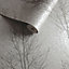 Opus Grey Tree Metallic effect Textured Wallpaper