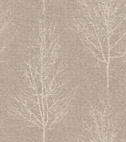 Opus Hadrian Taupe Tree Mica effect Embossed Wallpaper