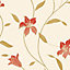 Opus Loretta trail Red Floral Textured Wallpaper