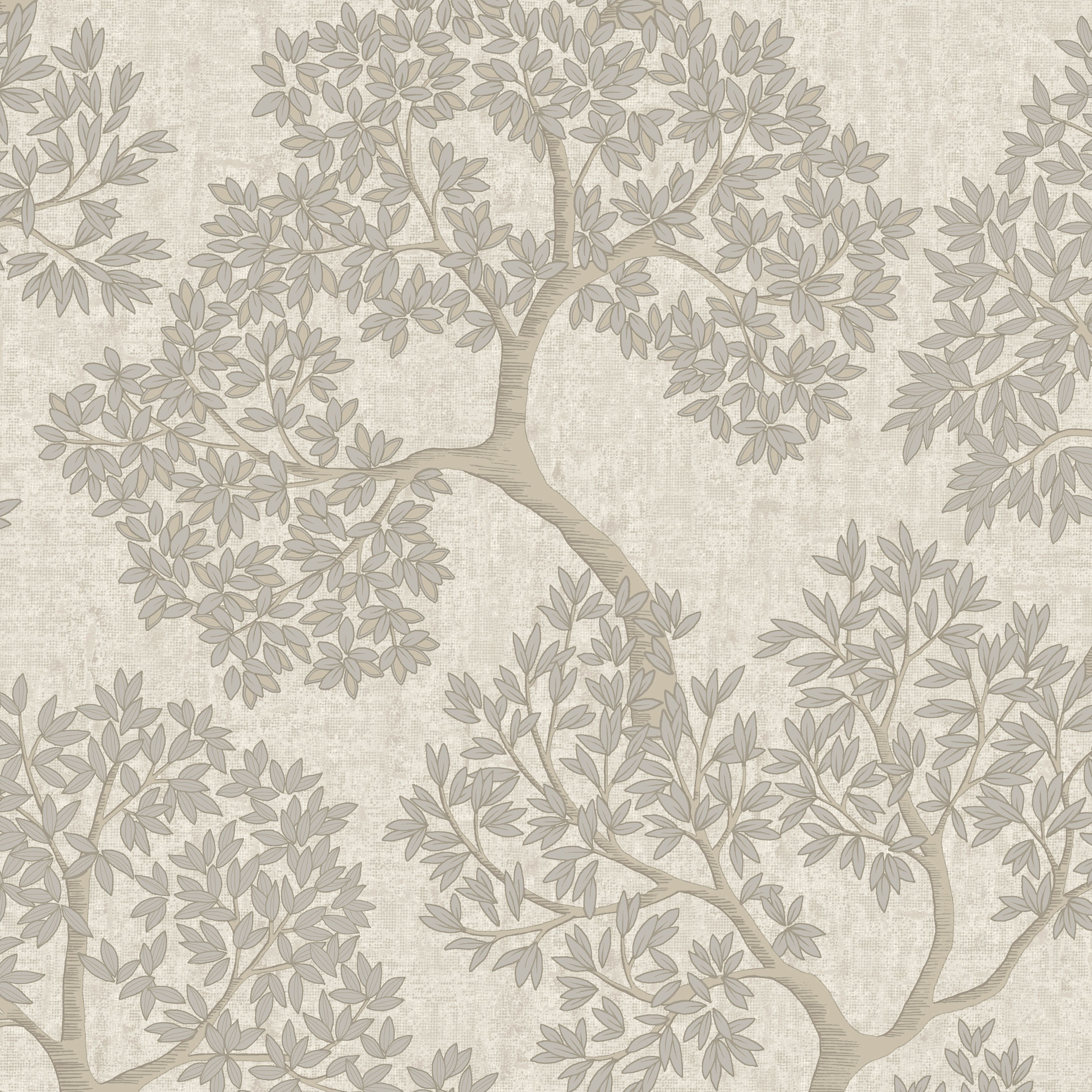 Opus Ravello Beige Tree Metallic effect Contemporary Embossed Wallpaper