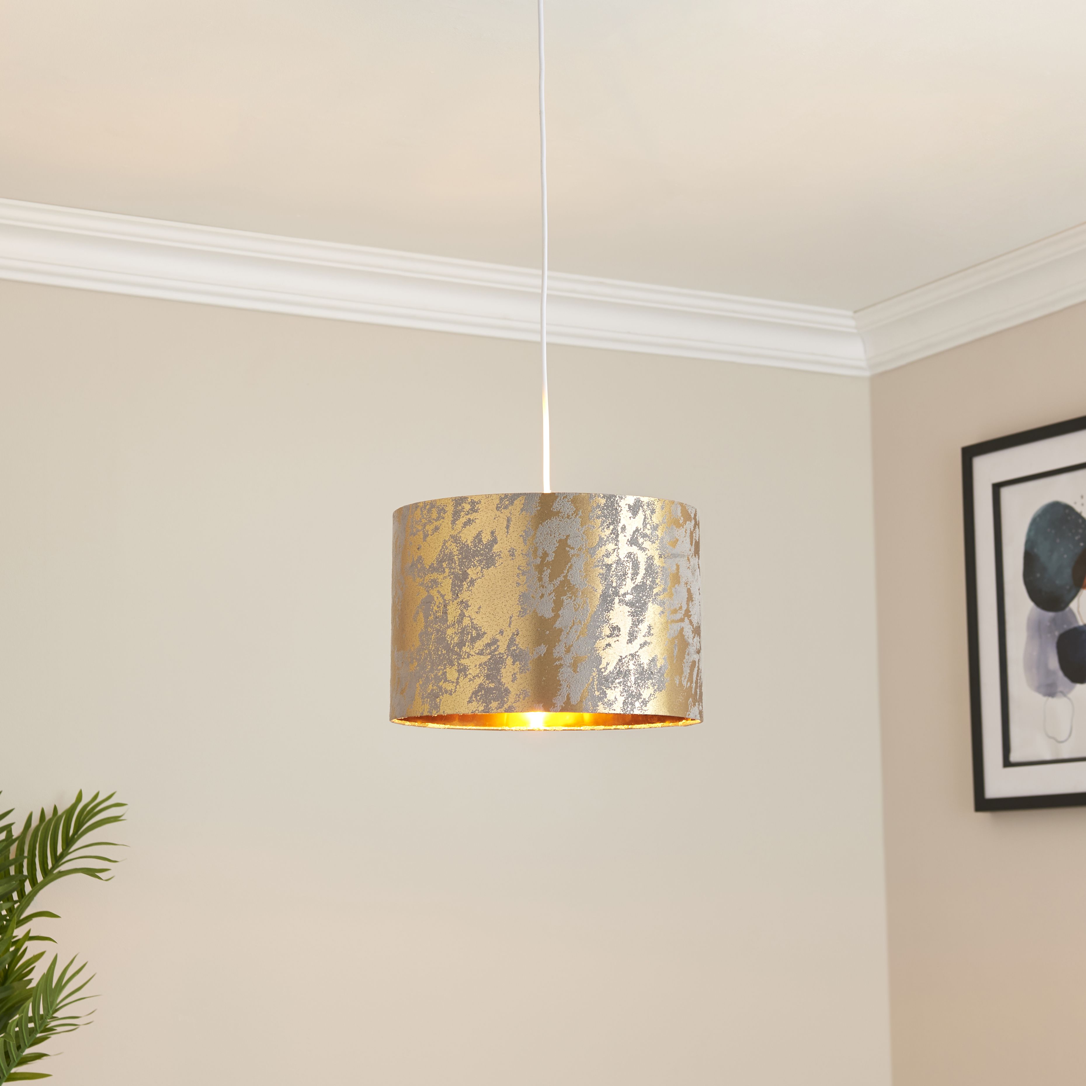 Modern Drum Lampshade With Brushed Gold Lining - For Ceiling, Table, Or Floor Lamps 4 thumbnail image
