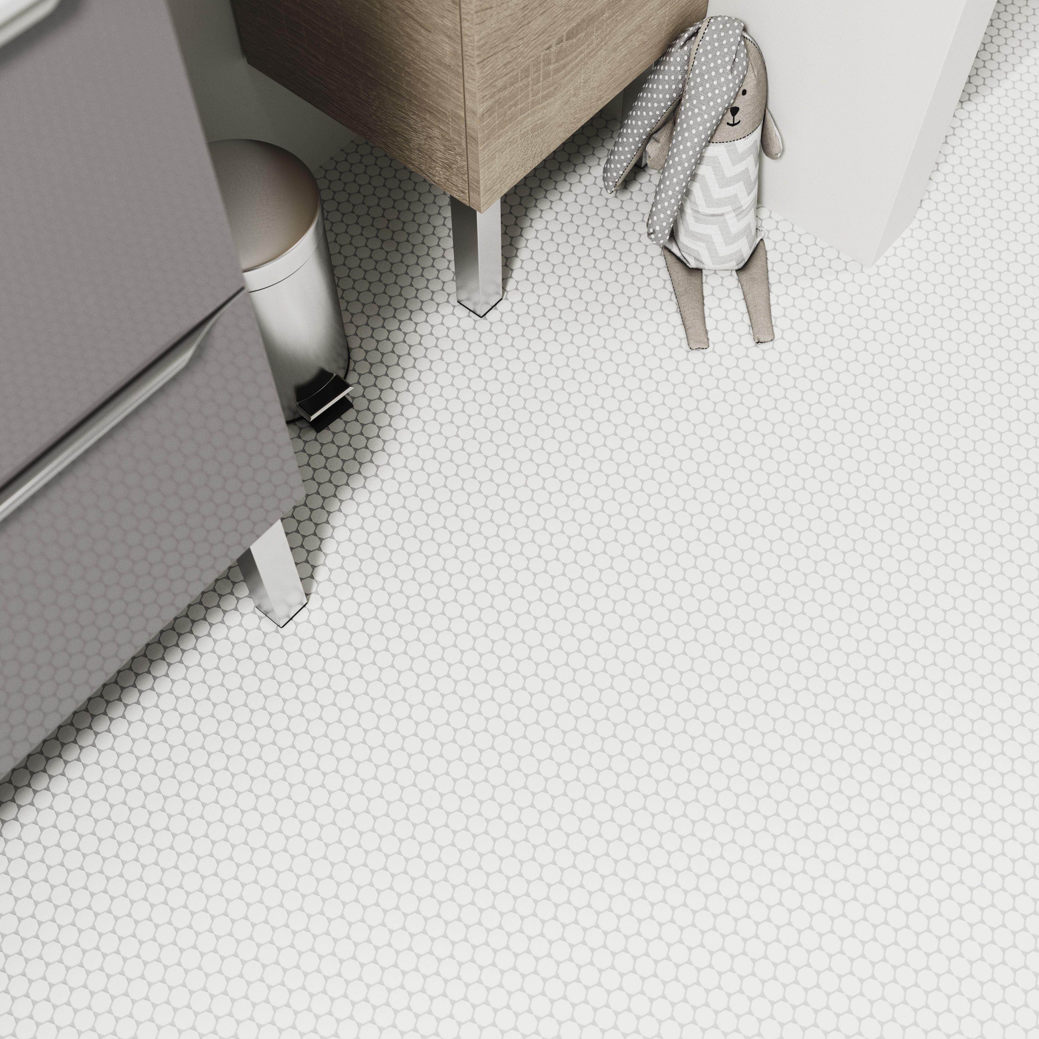 Oregia White Mosaic tile sheet (L)310mmCeramic
