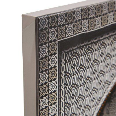 Oriental door Grey Canvas art (H)65cm x (W)92.5cm
