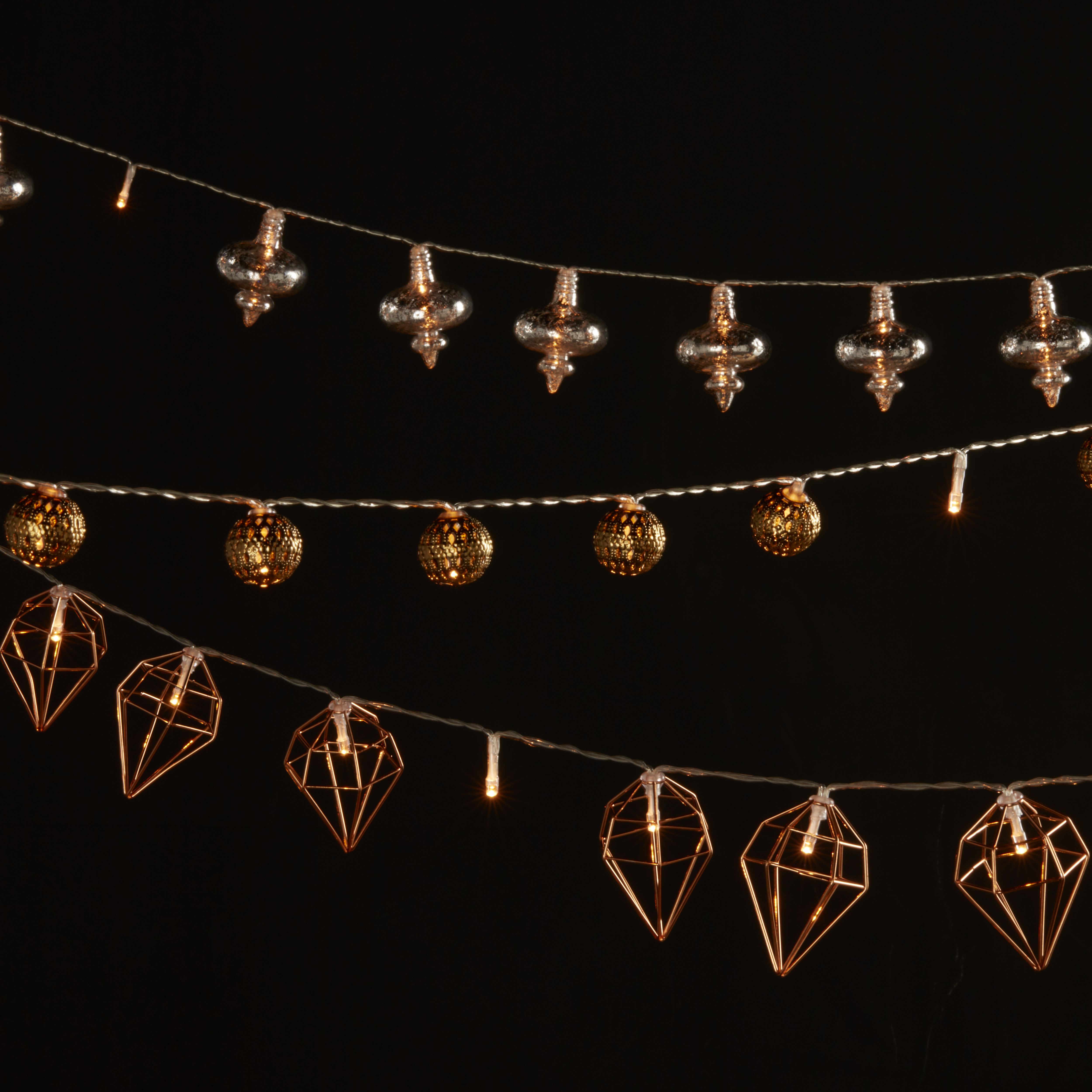 Ornate bauble Christmas string light cap, Pack of 25
