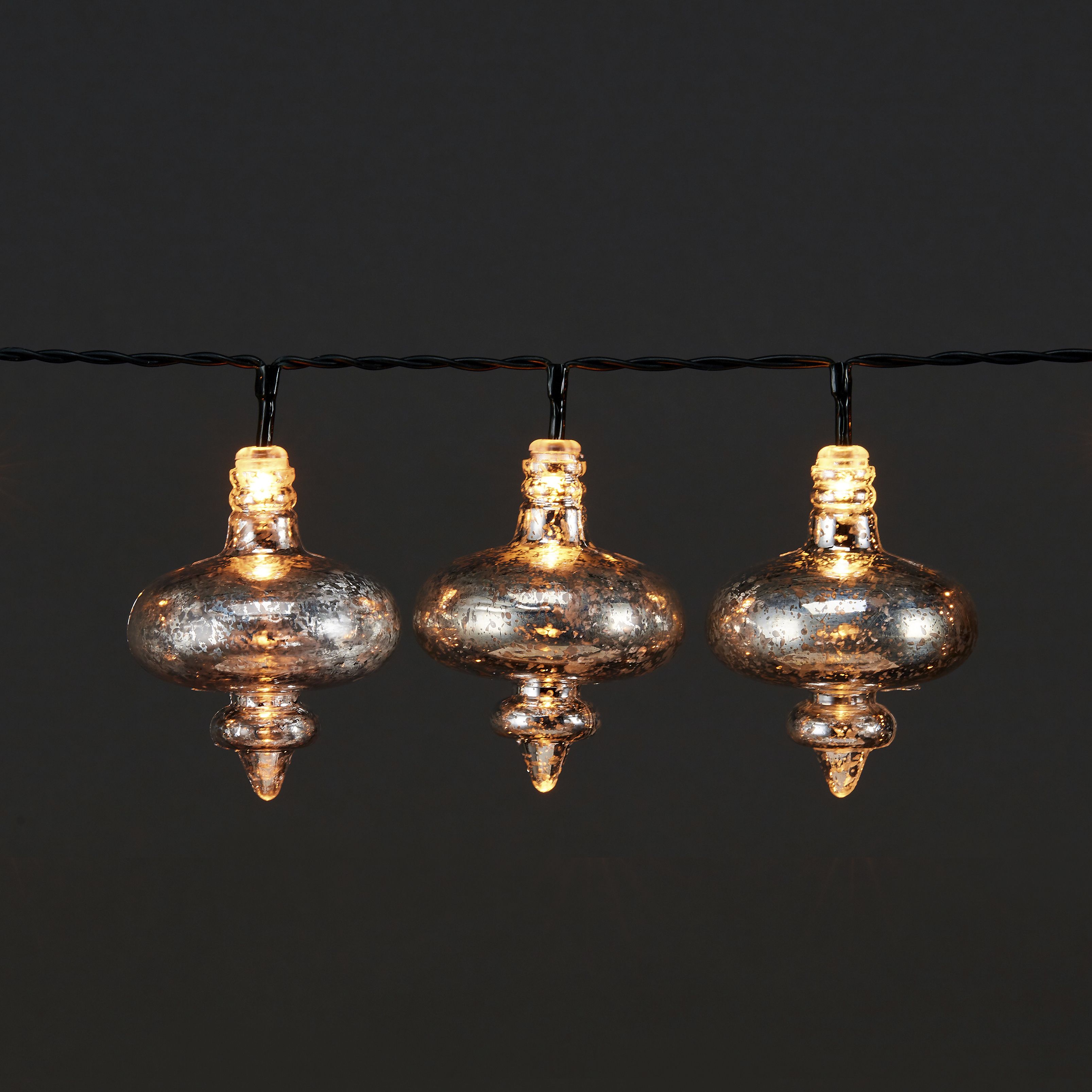 Ornate bauble Christmas string light cap, Pack of 25