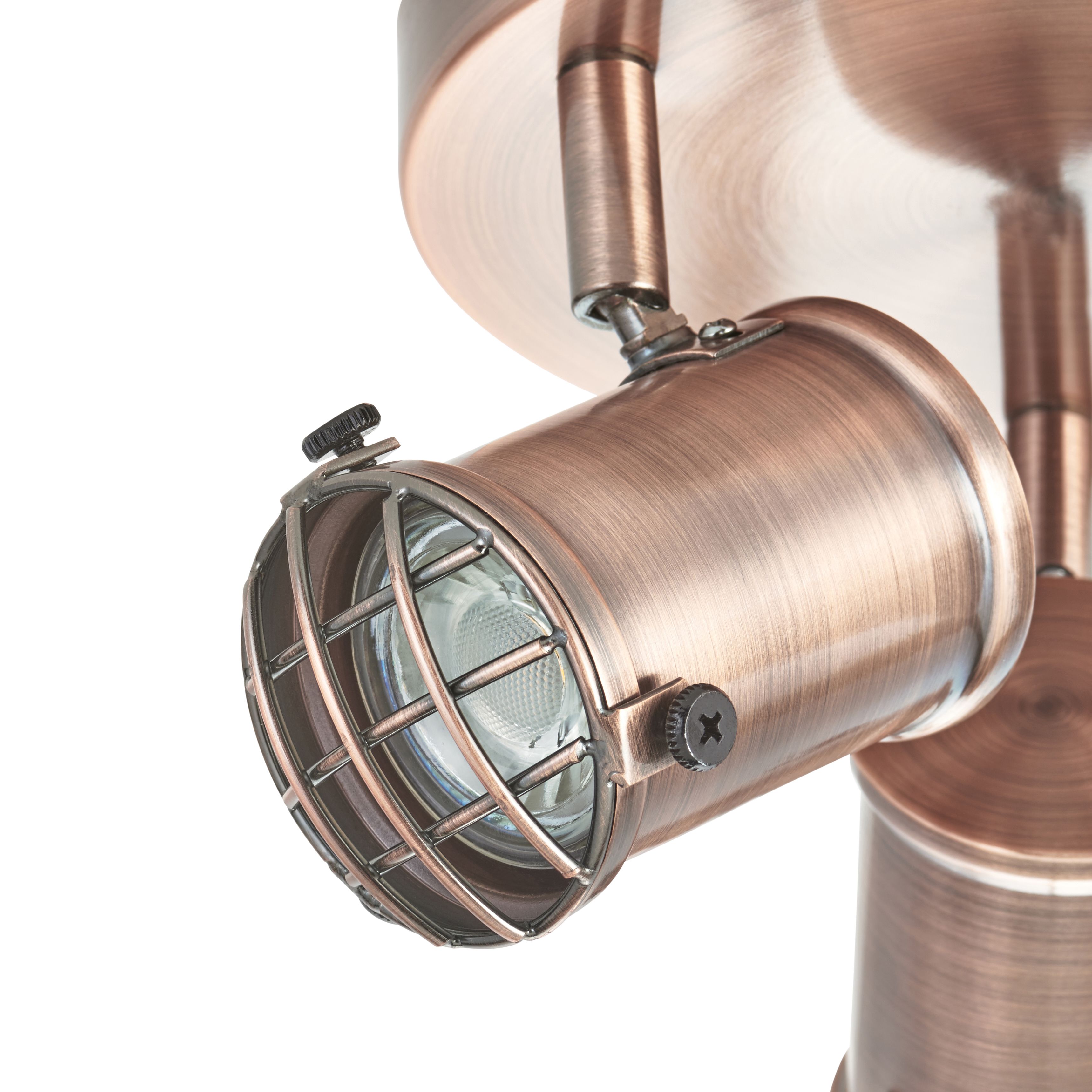 Orwell Industrial antique copper effect 3 Light Spotlight