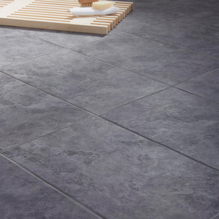 Oscano Anthracite Matt Stone effect Ceramic Wall & floor Tile, Pack of 6, (L)300mm (W)600mm | DIY at B&Q