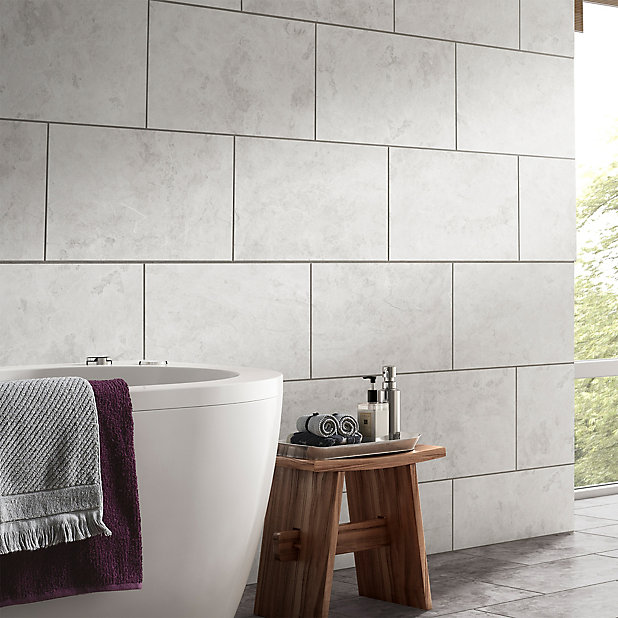 Oscano Light Grey Matt Stone Effect, How To Lay Ceramic Tile On Bathroom Wall