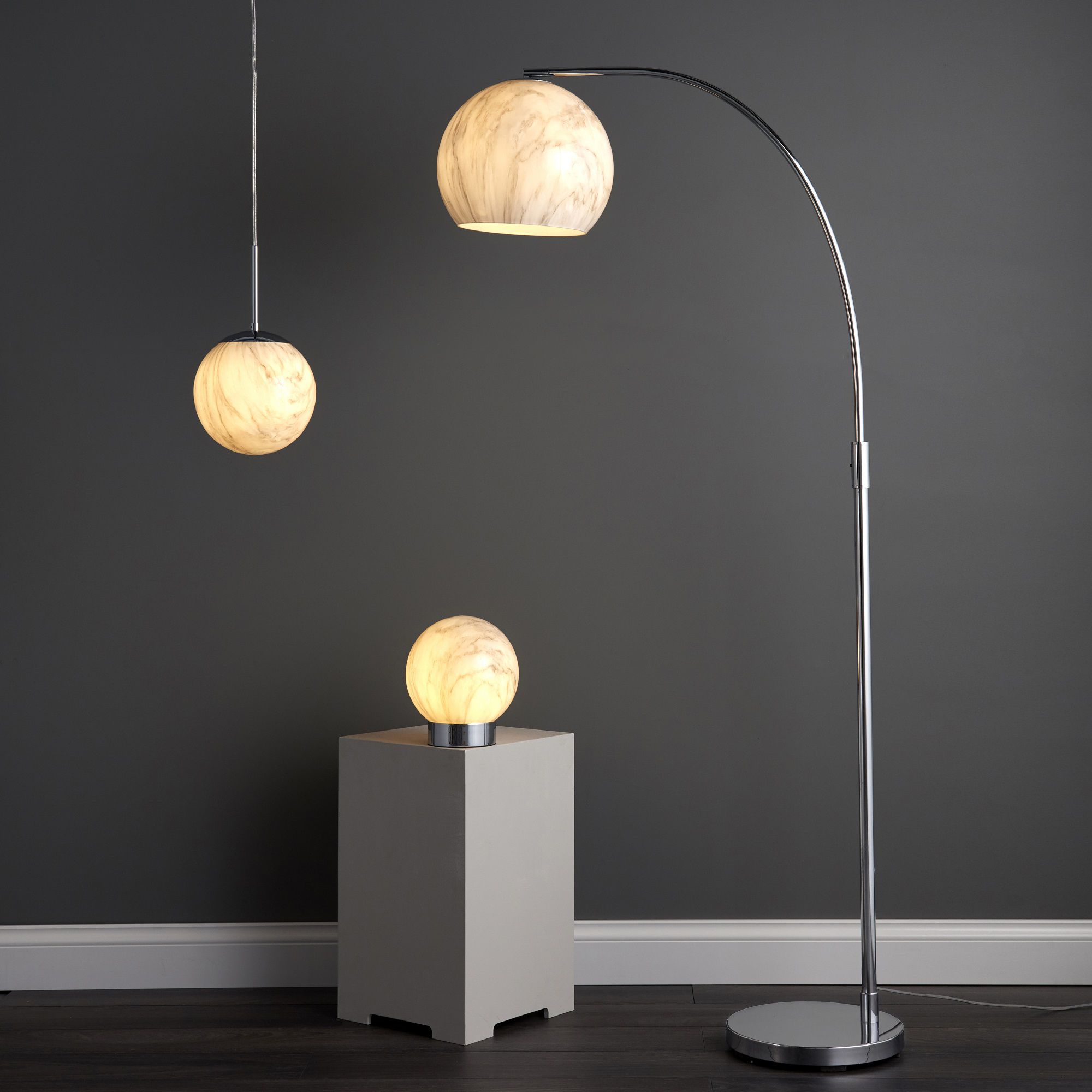 Oscaro Marble Chrome effect Circular Table lamp