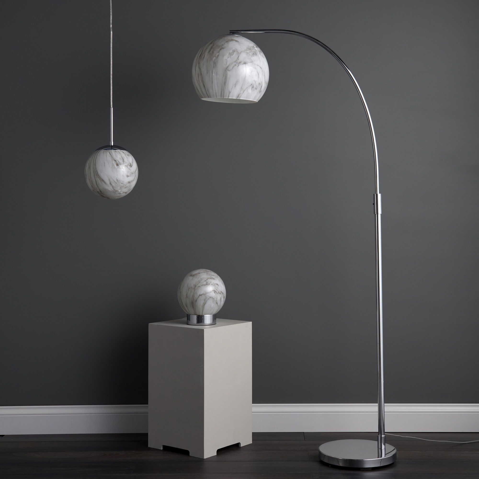 Oscaro Marble Chrome effect Circular Table lamp