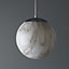 Oscaro Pendant Gloss Glass & steel Cream Marble effect Ceiling light