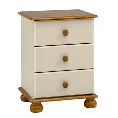 Oslo Cream 3 Drawer Bedside chest (H)581mm (W)441mm (D)383mm | DIY at B&Q