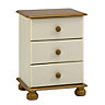 Oslo Cream Pine 3 Drawer Bedside chest (H)581mm (W)441mm (D)383mm